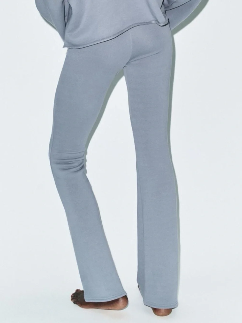 Zara NWT High-Waist Drawstring Flare Sweatpants Dusty Blue